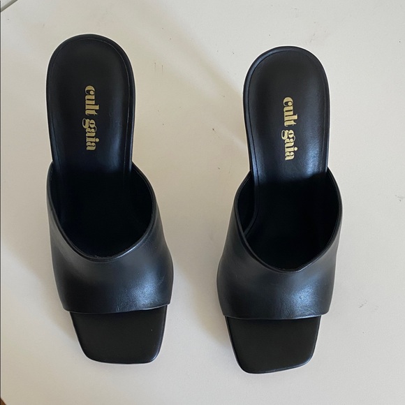 NWOB Cult Gaia Astaea Sandals Women's Black Open Toe Slip On bamboo-style - Picture 10 of 17